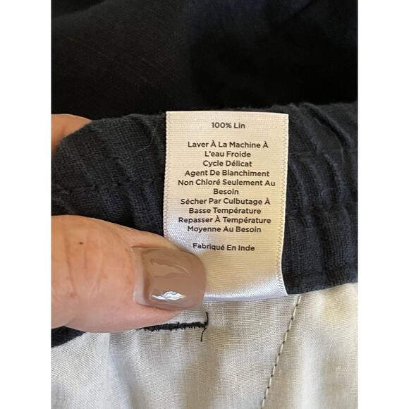 Talbots Navy Blue Linen Pants Size XL Elastic Waist Drawstring Coastal - Picture 13 of 13